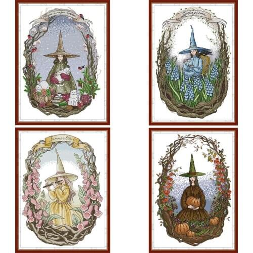 Joy Sunday Season In The Wizarding World Stamped Cross Stitch Kit Needlework Embroidery Counted 11CT 14CT Printed Home Decor Set