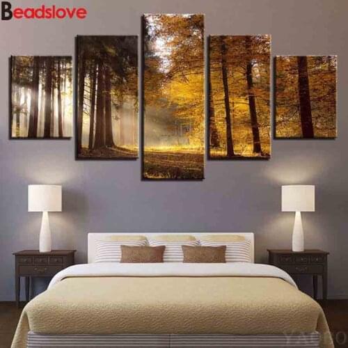 5pcs set Full Square 5D DIY Diamond Painting Natural Scenery Sun Shines 3D Embroidery Cross Stitch Mosaic Rhinestone Paining