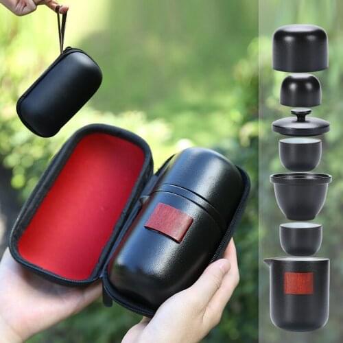 Set of ceramic travel kungfu tea set Simple tea brewing set for outdoor tourism Travel tea set