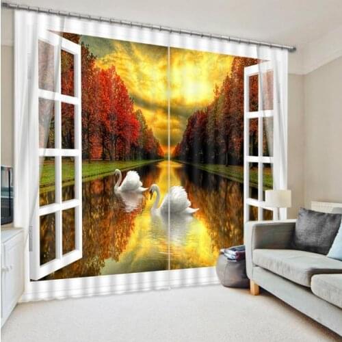 2016 New style Modern 3D Curtain Custom 3D Photo window landscape Curtains Blackout Kitchen Door Curtains Home Decor