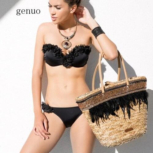 2020 New Style Europe And America Bikini Sewing Flower Sexy Bikini Bathing Suit Womens Tube Top Split Type Swimwear Womens