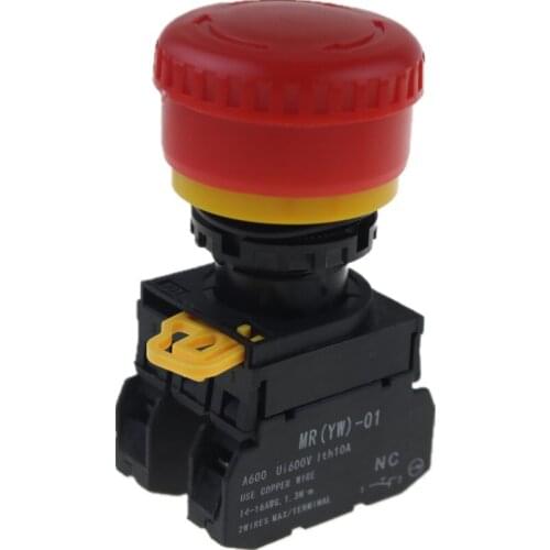 AC 600V 10A Red Sign Mushroom Emergency Stop Push Button Switch