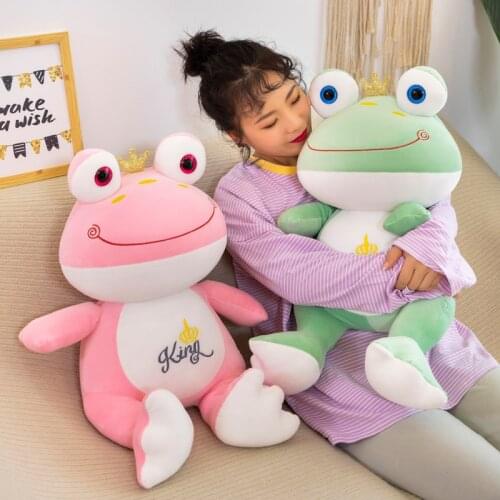 1pc 40/50/60cm Cute the Crown Frog Plush Pillow Stuffed Down Cotton Kids Toys Kawaii Smile Frog Dolls for Children Birthday Gift