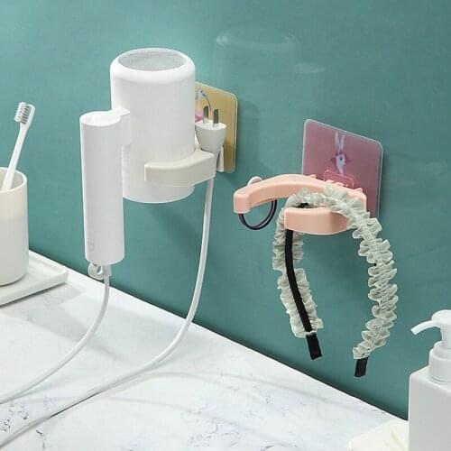 Hair Dryer Rack Free Perforation Bathroom Storage Shelf Multifunctional Seamless Wall-mounted Hair Dryer Hair Dryer Rack