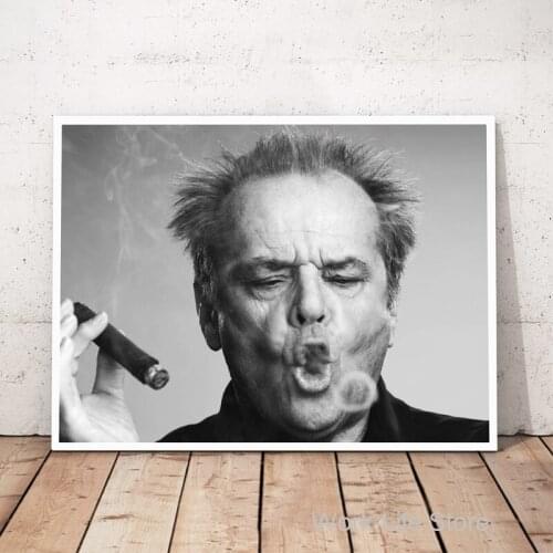 Jack Nicholson Cigar Poster Wall Art Prints , Black and white Canvas Paintings Jack Nicholson Photo Wall Picture Art Decor