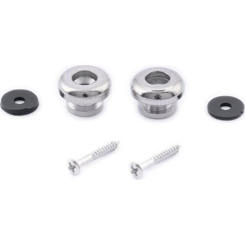 Musiclily Mushroom Head Guitar Strap Buttons Locks, Chrome (2 Pieces)