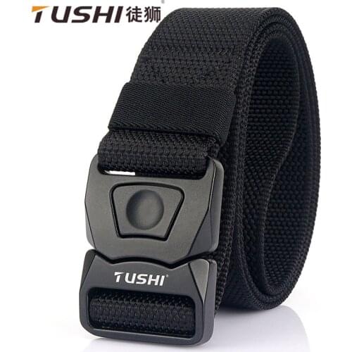TUSHI 2021 Fashion New Outdoors Sports Men Belt 125cm*3.8cm Nylon Tactical Waistband Metal Quick Release Buckle Male Ceinture 2
