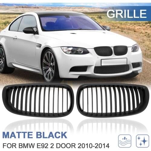 X Autohaux Matte Glossy Black Front Kidney Grille Grill For BMW E92 2007-2014 2Door Double Single Line