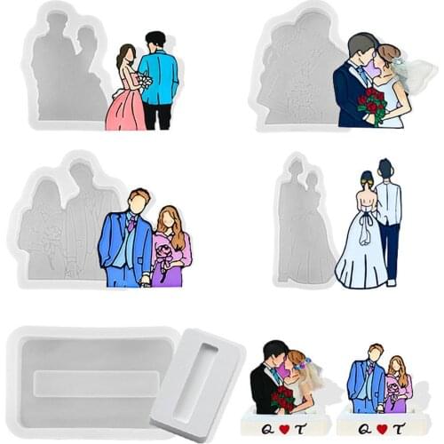 DIY Silicone Couple Wedding Theme Handmade Fondant Cookie Cutter Mold Cake Decor DIY Handmade Tool Health Silicone Mold