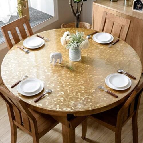 HAZY PVC Tablecloth Waterproof Round Table Cloths Oil Table Cover Kitchen Pattern Dinning Table Mat Protect the desktop