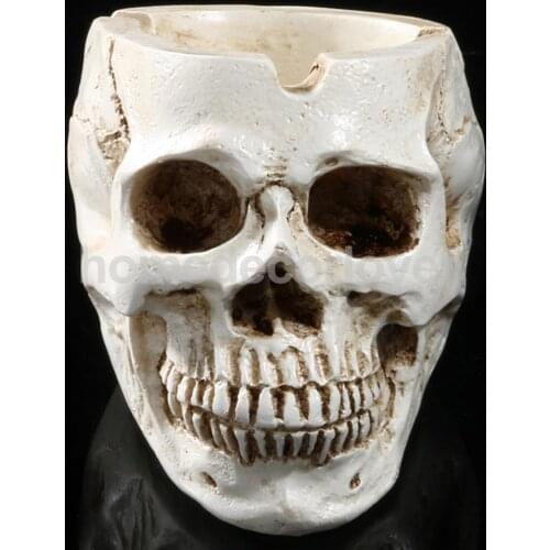 Human Skull Head Design Ashtray Container Replica Creative Home Bar Decor