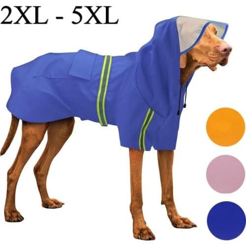 Large Dog Reflective Raincoat with Transparent Hood Cover Rain Poncho Lightweight Waterproof Rain Jacket
