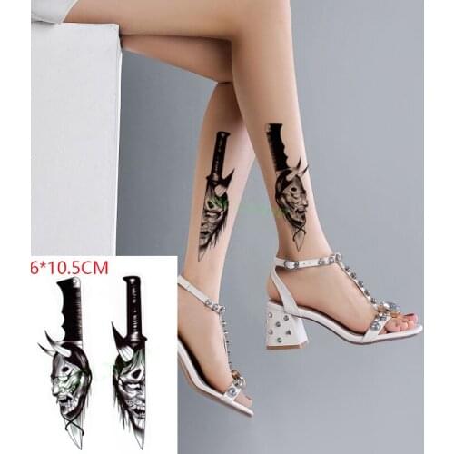 Waterproof Temporary Tattoo Sticker Prajna Demon Knife Horns Evil Body Art Flash Tattoo Fake Tattoo for Women Men