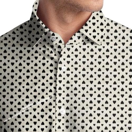 Black Heart Casual Floral Men Dress Shirts Long Sleeve Custom Made Mens Dress Shirts, Bespoke 100% Cotton Flowered Mens Shirts