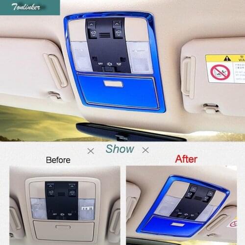 Tonlinker Cover Case Stickers for Toyota PRADO 2016-17 Car Styling 2 PCS Stainless steel Read light position interior sticker