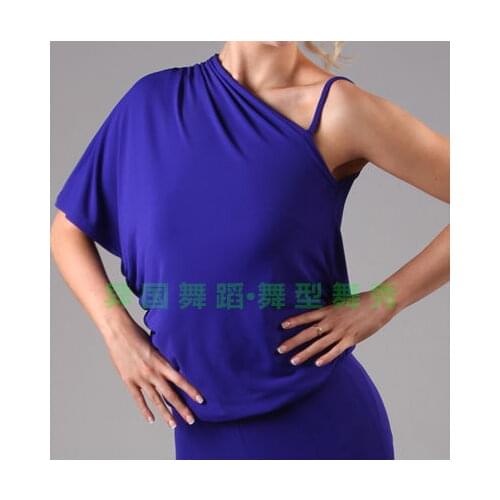 Ballroom dance modern dance one shoulder slanted collar loose asymmetrical uneven sleeve modern top T12076