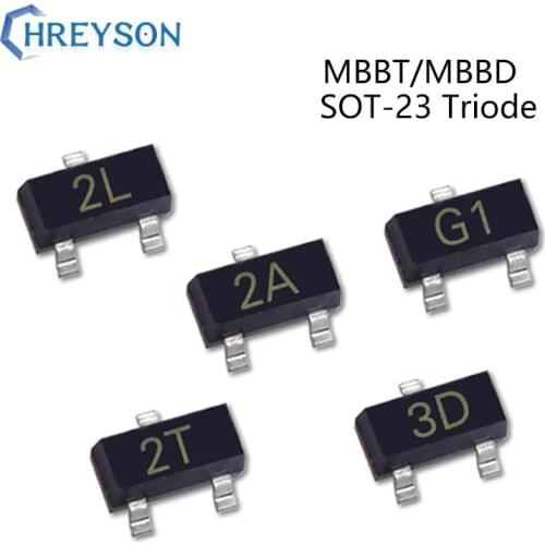 50Pcs SMD NPN Power Transistor Triode MMBT2222LT1G MMBT2907ALT1G 2F MMBT3646 23 MMBT4401LT1G MMBTA06 1GM MMBTA56 2GM SOT-23 IC