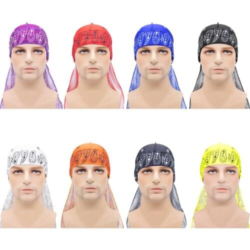 Unisex Mens Durags Hip Hop Bandana Pirate Cap Du Doo Rag Silky Durag Headbands Headwear Long Tail Women Hair Accessories