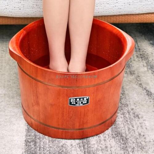 Oak Foot Bucket Wooden Bucket Foot Basin Wooden Foot Basin Solid Wood Health Bucket Foot Massage Bead Foot Bath
