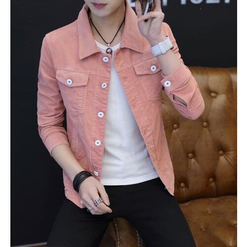 Corduroy jacket mens 2021 autumn plus velvet thickening Korean style trend jacket boys spring and autumn corduroy denim jacket
