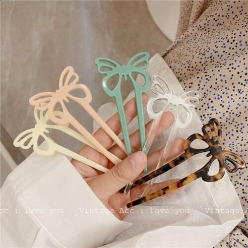 INS Japan Minimalist Butterfly Acrylic Hair Sticks For Women Girl Hairpin Tools Bun Maker Hairpins Headwear