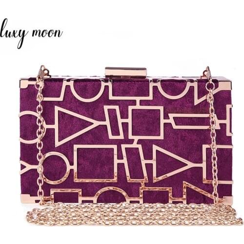 Womens Clutch Bag Purses and Handbags Luxury Clutch Velour Chain Evening Bag Geometric Hollow Out Luxury Designer Bag ZD2142