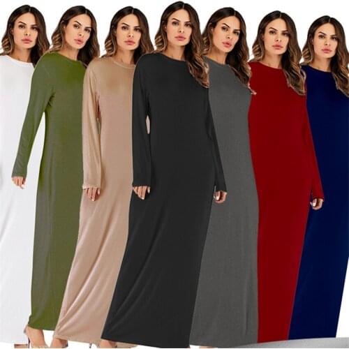7Color Long Sleeve Abaya Turkish Dubai for Women Muslim Dress Solid Modal Kaftan Arab Traditional Islamic Clothing S-2XL