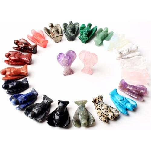 1pc Natural Crystal Hand Craved Gemstone Angel Guardian Figurine Statue Decor Crystal Craft