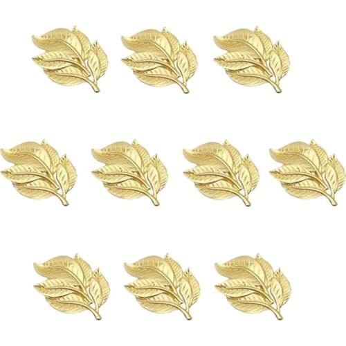 10Pcs Napkin Holder Leaf Shape Napkin Ring Metal Wedding Party Gatherings Table Supplies Banquet Dinner Serviette Decor