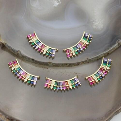 16*32mm 10pcs/lot High quality cz pendant, rainbow cubic zircon charm jewelry, exquisite bracelet/necklace component wholesale