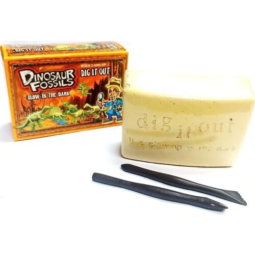 1X Kids Excavation Kit Simulation Archaeology Digging Up Fossils Glow In the Dark Dinosaurio Model Educational Toy For Children