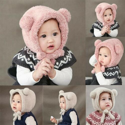 2020 Baby Stuff Accessories Baby Girls Boys Warm Ears Hats Winter Soft Beanie Hat Ear Plush Cap Fuzzy Solid Hats Props
