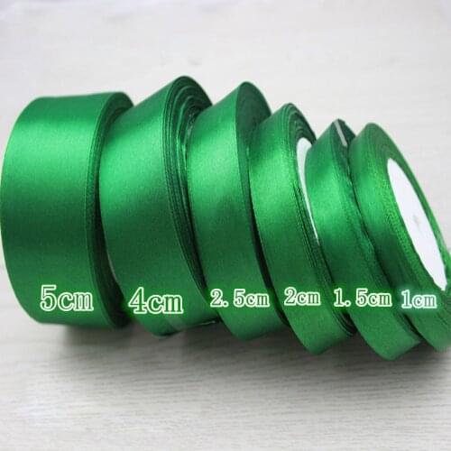 25 Yards/roll) 1-5cm Green Single Face Satin Ribbon Party Decoration Gift Wrapping Christmas Ribbons Sewing