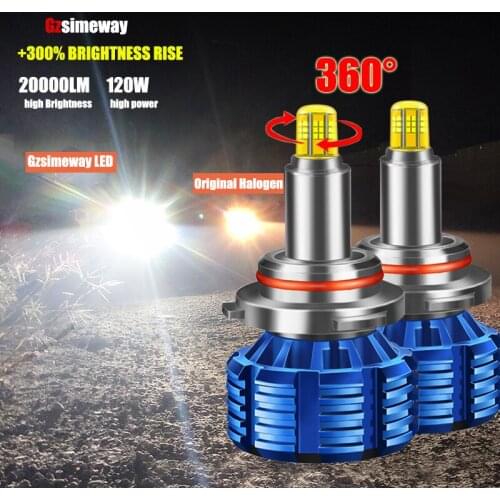 2PCS Car Light H1 H7 LED Bulb H11 H8 9006 HB4 H3 H27 9005 HB3 9012 LED Headlight CSP Chip 20000LM 120W Auto Fog Lamp 6000K 12V