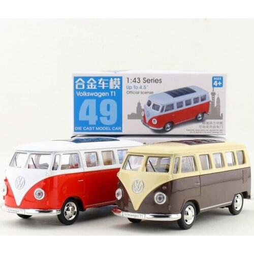 Free Shipping/Diecast Metal Toy Model/1:38 Scale Volkswagen Type 2 T1 Bus Car/Pull Back/Educational Collection/Gift For Children