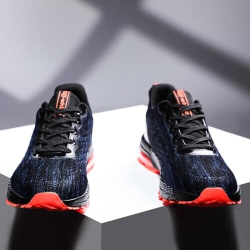 Brand mens shoes high quality flying woven marathon air cushion bottom breathable non-slip shock absorber shoes large size 46