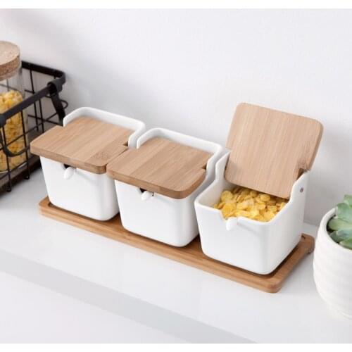 Household ceramic seasoning jars boxes kitchen supplies salt shaker seasoning box set