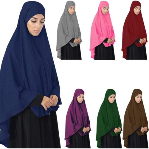 One Piece Amira Large Hijab Muslim Women Overhead Khimar Prayer Dress Abaya Islamic Clothing Middle East Robe