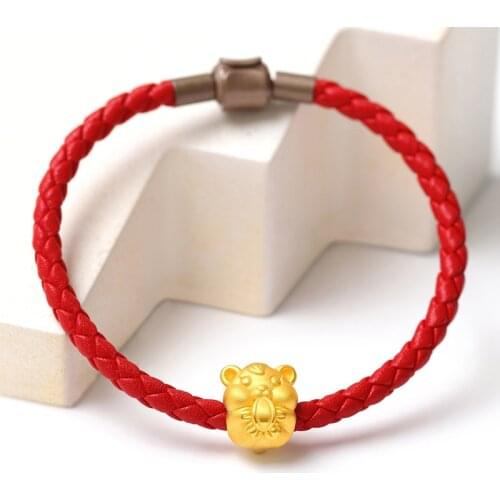 Pure 999 24K Yellow Gold Bracelet 3D Gold Chinese Zodiac Mouse Bracelet