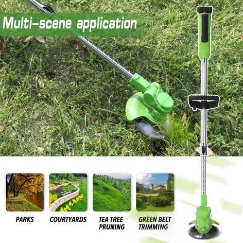 Electric Lawn Mower Rechargeable Li-ion Battery Cordless Grass Trimmer Auto Release Portable Garden Home Trimming Machine