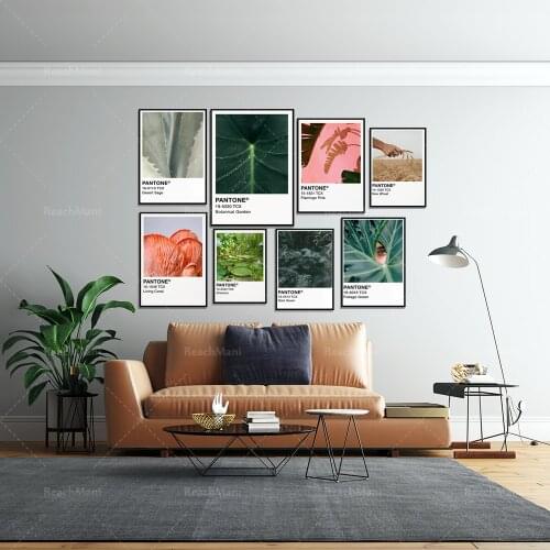 Pantone Aesthetic Print, Plant Poster, Living Coral Print, Mushroom Print, Dark Green Print, Farmhouse Decoration Jungle Wall Ar