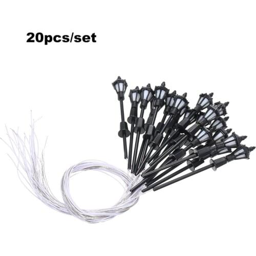 20PCS HO Scale 1:100 Model Street Lamp Lights Layout Lamppost Garden Landscape Light Railway Train Lamp Micro Landscape Decor