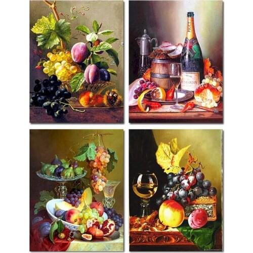 GATYZTORY Painting By Numbers Fruit Wine Modern Wall Art Canvas Painting Acrylic Paint By Numbers For Home Decor Framed