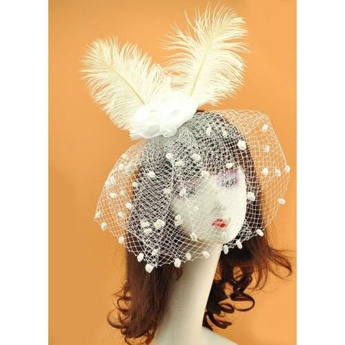 Royal Wedding Hats for Women Fascinators Feather Flowers Clip Hat Bridal Hair Accessories Elegant Party Cocktail Top Fedora Cap