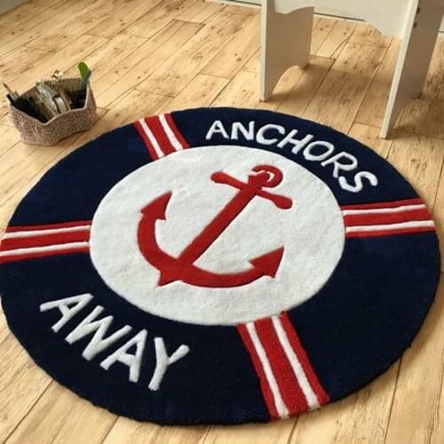 Anchor Round Carpet Kids Living Room Bedroom Cartoon Childrens Room Rug Nordic Baby Thick Floor Mat Parolor Home Decor