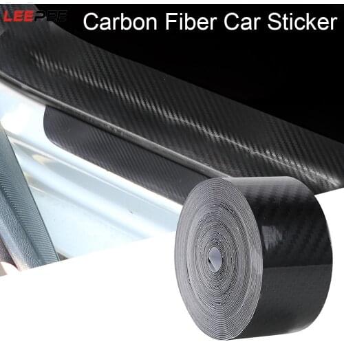LEEPEE DIY Paste Protector Strip Anti Scratch Tape Waterproof Car Sticker Nano Carbon Fiber Wrap Film Auto Door Sill Side Mirror