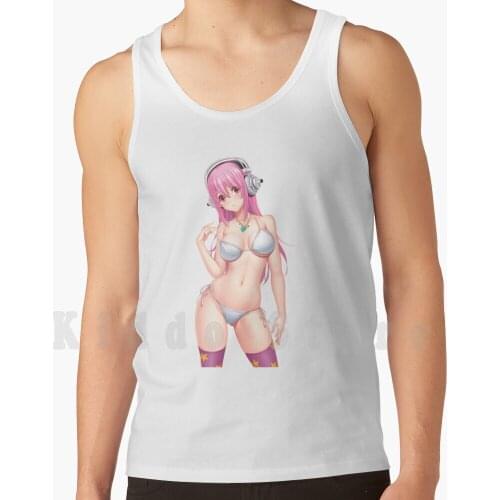 Lewd Super Sonico Ecchi Hentai Bikini Boobs tank tops vest 100% Cotton Anime Sonico Super Sonico Super Sonico Boobs