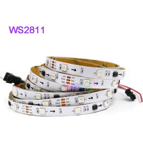 5m Addressable WS2811 LED Strip Light DC12V WS2811 IC Smart 5050 RGB pixels LED Lamp Tape 30/48/60 leds/m IP30/IP65/IP67