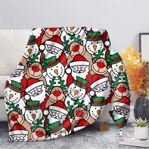 Soft Flannel Throw Blanket, Cute Christmas Snowman Santa Design Plush Cozy Blanket for Winter and All Seasons - 59 x 79 Inches