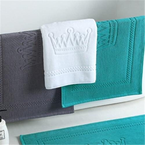 New Crown Floor Towel 100% Cotton White Blue Gray Home Door Non-slip Absorption Hotel Towel 75*45cm Yoga Bathroom Mat F0388